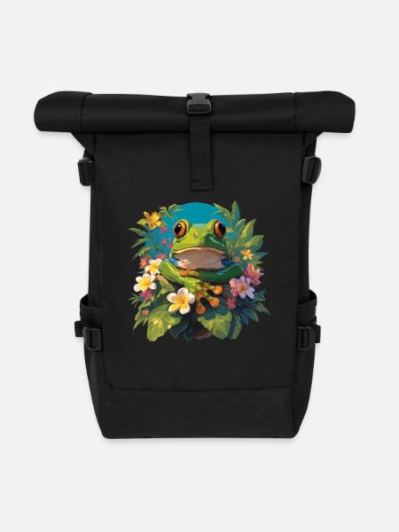 Frosch Frösche - Rolltop Rucksack - Schwarz