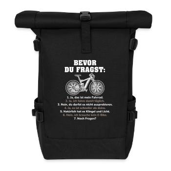 Bevor Du Fragst Fahrrad Mountainbike - Rolltop Rucksack - Schwarz - Vorne
