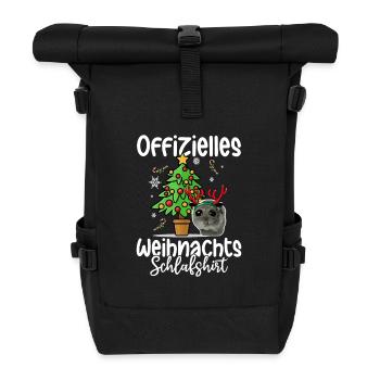 Weihnachts Hamster Schlafshirt - Rolltop Rucksack - Schwarz - Vorne