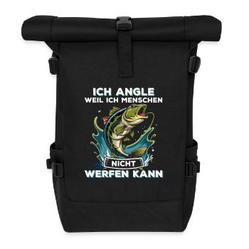 Ich Angle Weil Ich Menschen Nicht Werfen Kann - Rolltop Rucksack - Schwarz - Vorne