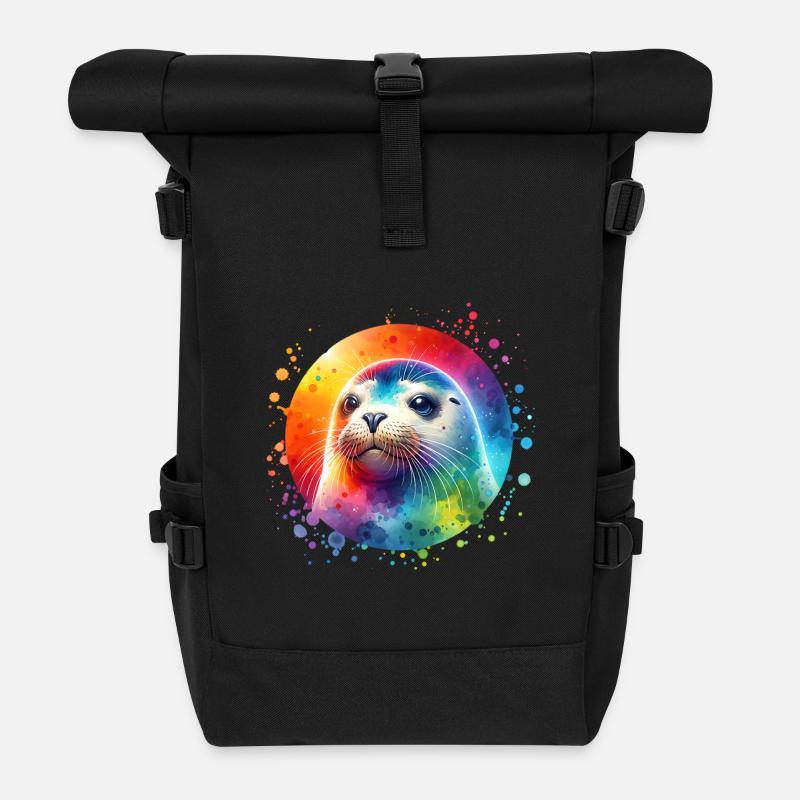 Robbe Seehund - Rolltop Rucksack - Schwarz