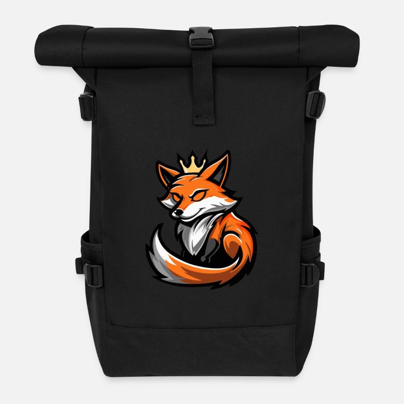 Fuchs Cartoon Krone - Rolltop Rucksack - Schwarz
