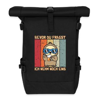 Bevor Du Fragst Ich Nehm Noch Eins Bier Faultier - Rolltop Rucksack - Schwarz - Vorne