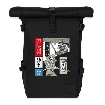 Samurai Duell Katana vs. schweres Schwert - Rolltop Rucksack - Schwarz - Vorne