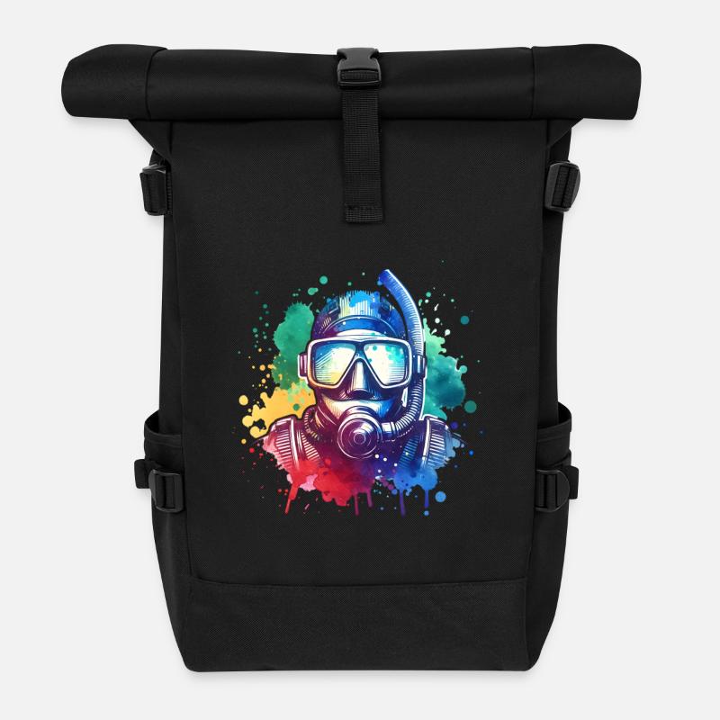 Tauchen Taucher - Rolltop Rucksack - Schwarz