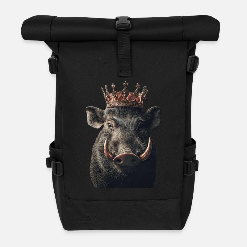 Warzenschwein - Rolltop Rucksack - Schwarz