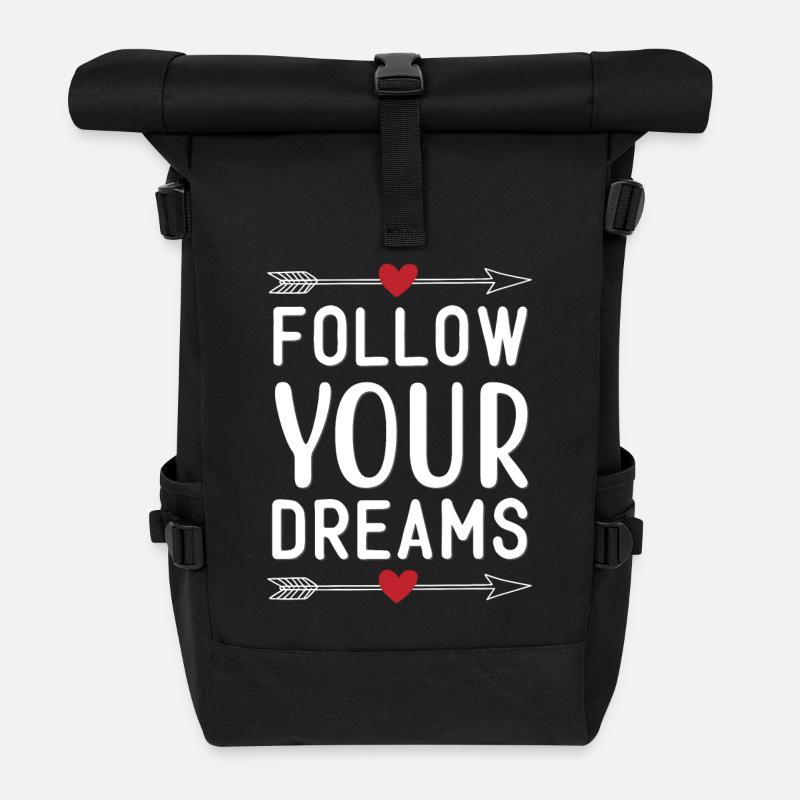 Follow Your Dreams - Rolltop Rucksack - Schwarz