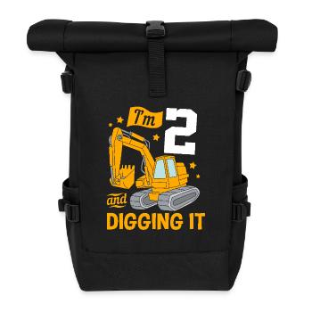 Children's birthday party construction site - Roll Top Backpack - black - Front