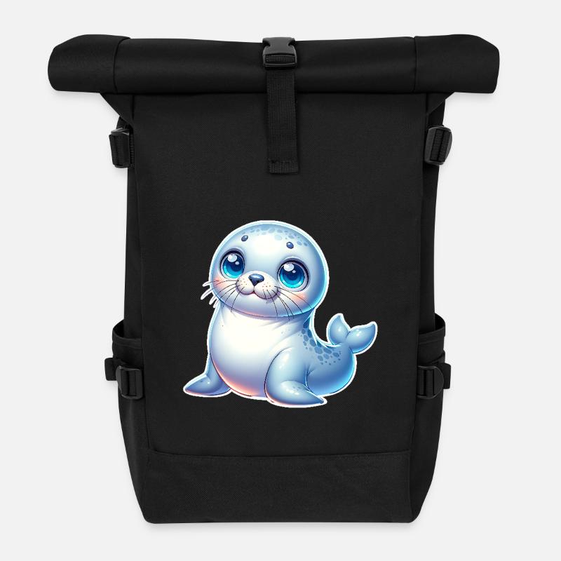 Robbe Seehund - Rolltop Rucksack - Schwarz