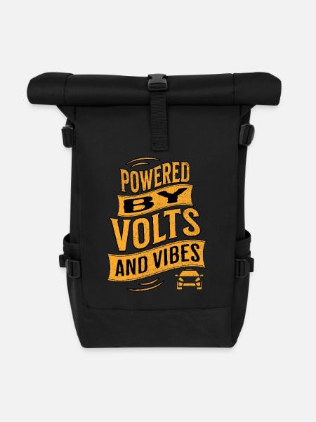 E-Auto Elektroauto - Rolltop Rucksack - Schwarz