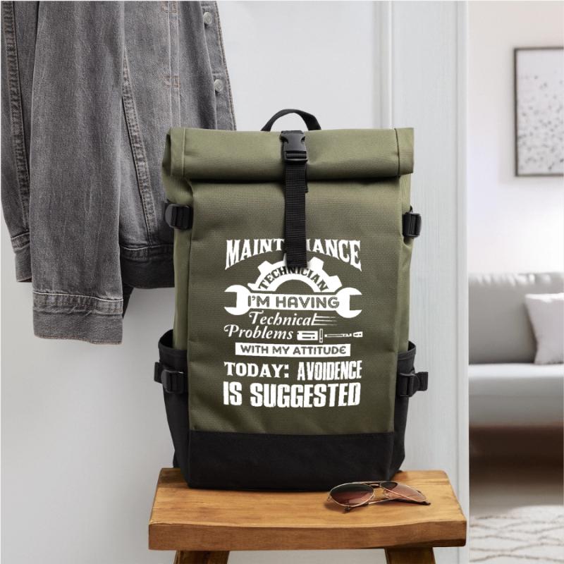 Maintenance Technician Having Technical Problems Roll Top Backpack
