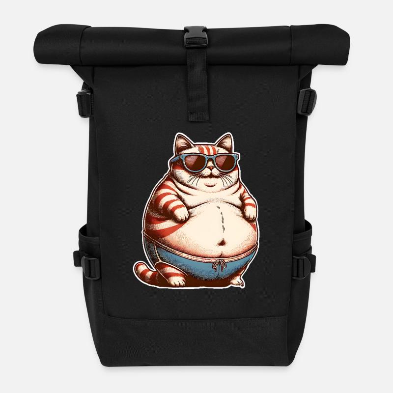 Dicke Katze - Rolltop Rucksack - Schwarz