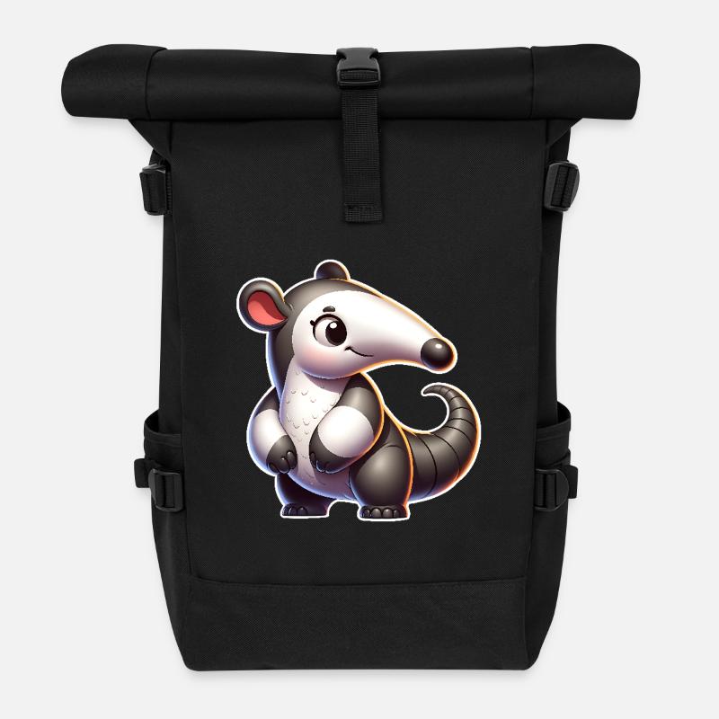 Ameisenbär - Rolltop Rucksack - Schwarz