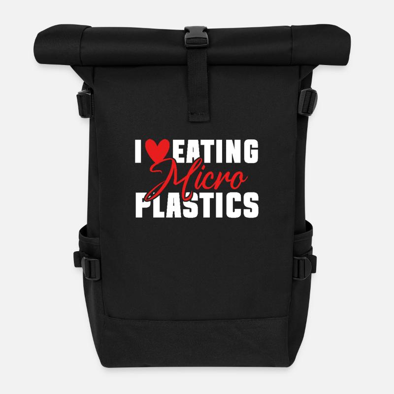 I love eating microplastics - Roll Top Backpack - black
