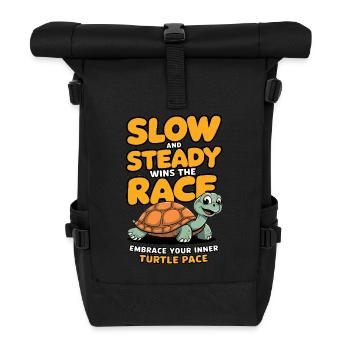 Slow and steady wins the race embrace turtle pace - Rolltop Rucksack - Schwarz - Vorne