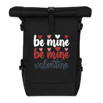 Be Mine Valentinstag Romantisches Outfit mit Herz - Rolltop Rucksack - Schwarz - Vorne