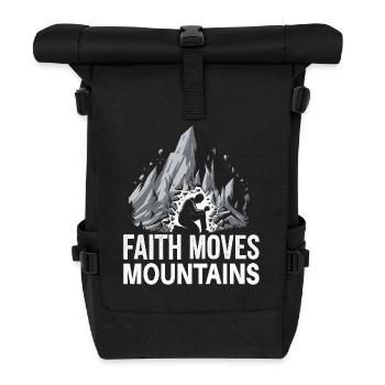 Faith moves mountains - Glaube versetzt Berge - Roll Top Backpack - black - Front
