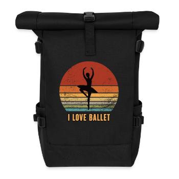 I LOVE BALLET Ballerina Tänzerin Balletttänzerin - Rolltop Rucksack - Schwarz - Vorne