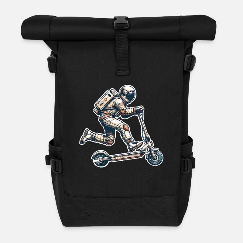 E-Scooter E-Roller Astronaut Scooter - Rolltop Rucksack - Schwarz
