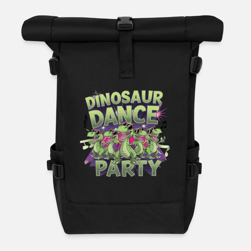Dinosaur Dance Party Tänzer Tänzerin - Rolltop Rucksack - Schwarz