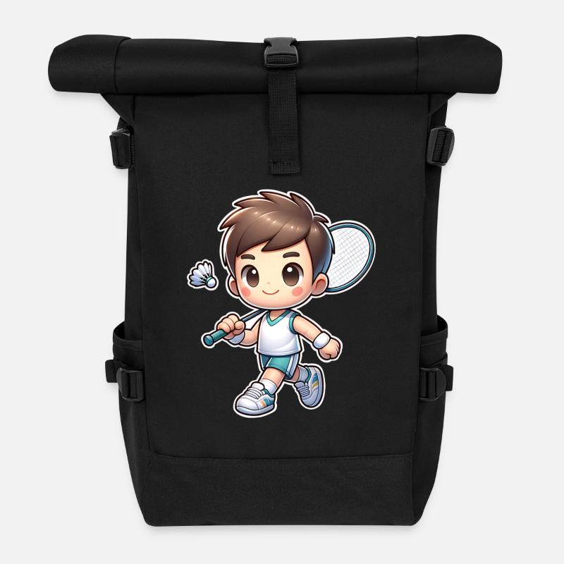 Badminton - Rolltop Rucksack - Schwarz