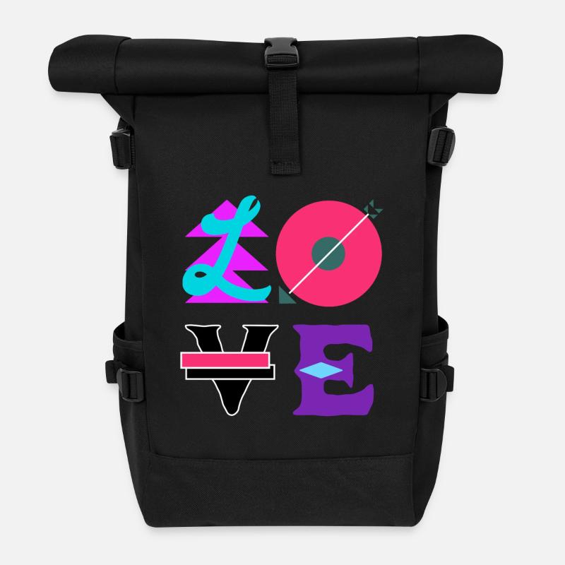 Schöne Liebe Bunte Schrift Typografie Pfeil - Rolltop Rucksack - Schwarz