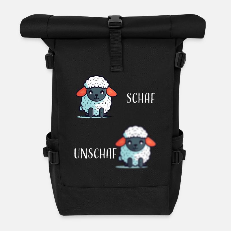 Schaf Unschaf lustiges cooles Geschenk - Rolltop Rucksack - Schwarz