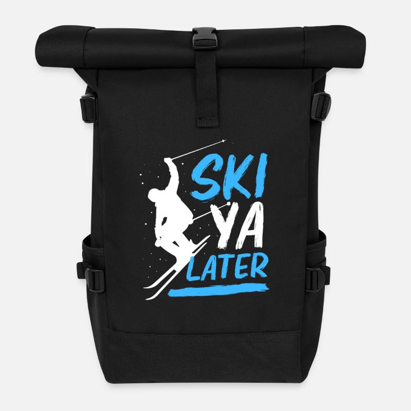 Ski Skiurlaub - Rolltop Rucksack - Schwarz