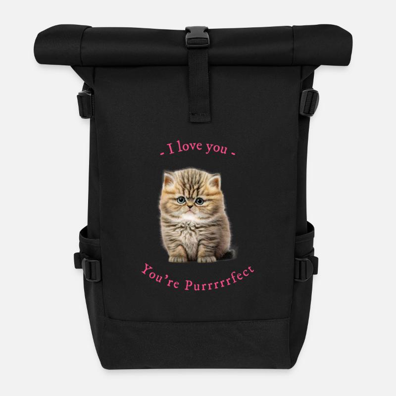 Du bist schnurrfrfekt - Rolltop Rucksack - Schwarz
