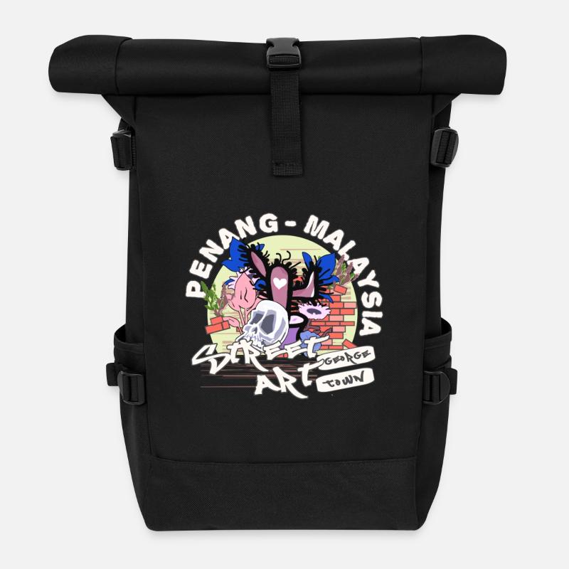 Wand malerei in Penang - Rolltop Rucksack - Schwarz