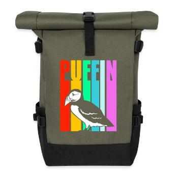 Papageientaucher Puffin - Rolltop Rucksack - Olive/Schwarz - Vorne