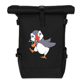 Papageientaucher Puffin - Rolltop Rucksack - Schwarz - Vorne
