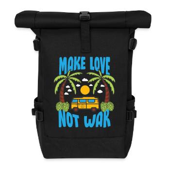 Make Love Not War Flower Power Hippie - Roll Top Backpack - black - Front