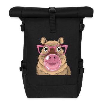 Niedliches Capybara mit Kaugummi für einen - Rolltop Rucksack - Schwarz - Vorne