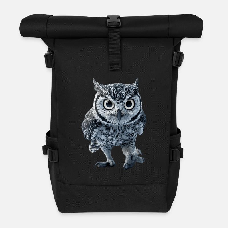 Eule - Rolltop Rucksack - Schwarz