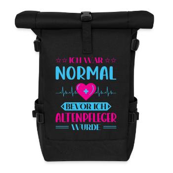 Altenpfleger Geschenk Altenpflege Pflegefachkraft - Rolltop Rucksack - Schwarz - Vorne
