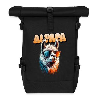 Cool Alpapa Alpaca Dad Father's Day - Roll Top Backpack - black - Front