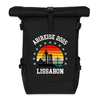 Lissabon 2025 Abireise Klassenfahrt Abi Abifahrt - Rolltop Rucksack - Schwarz - Vorne