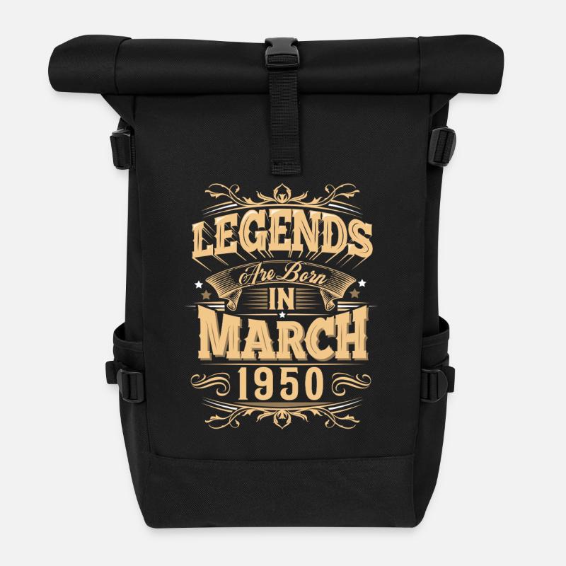 März 1950 Geburtstag Legende - Rolltop Rucksack - Schwarz