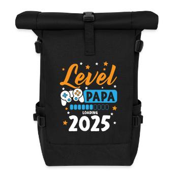 Level Complete Papa 2025 Loading Gamer Papa - Rolltop Rucksack - Schwarz - Vorne
