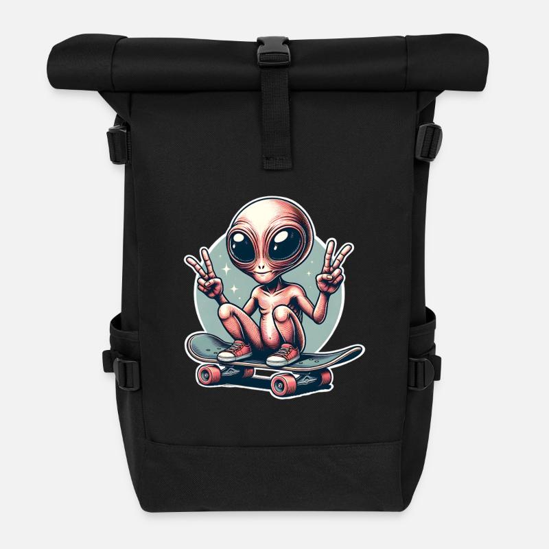 Alien Skateboard Skater Skate - Sac à dos roll top - noir