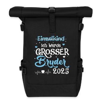 Großer Bruder 2025 Baby Schwangerschaft - Rolltop Rucksack - Schwarz - Vorne