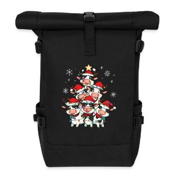 Kuh Weihnachten Weihnachtsmann - Rolltop Rucksack - Schwarz - Vorne