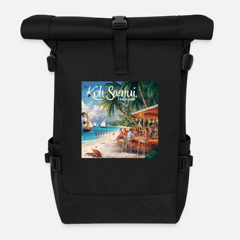 Koh Samui Thailand - Rolltop Rucksack - Schwarz