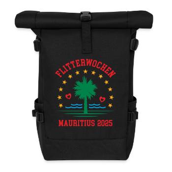 Flitterwochen Mauritius 2025 Hochzeitsreise - Rolltop Rucksack - Schwarz - Vorne