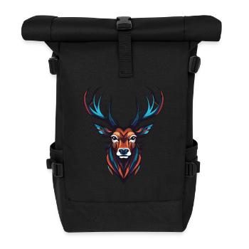 Hirsch Portrait - Rolltop Rucksack - Schwarz - Vorne