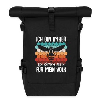 Ich bin Imker Ich kämpfe noch für mein Volk Bienen - Rolltop Rucksack - Schwarz - Vorne