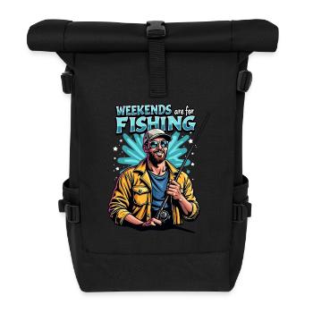 Weekends are for Fishing Fischen Angeln - Roll Top Backpack - black - Front
