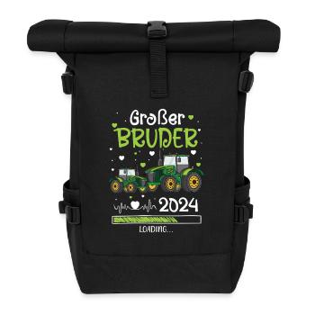 Ich Werde Großer Bruder 2024 Traktor - Rolltop Rucksack - Schwarz - Vorne