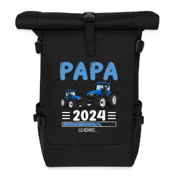 Papa 2024 Werdender Papa Vater Traktor - Rolltop Rucksack - Schwarz - Vorne